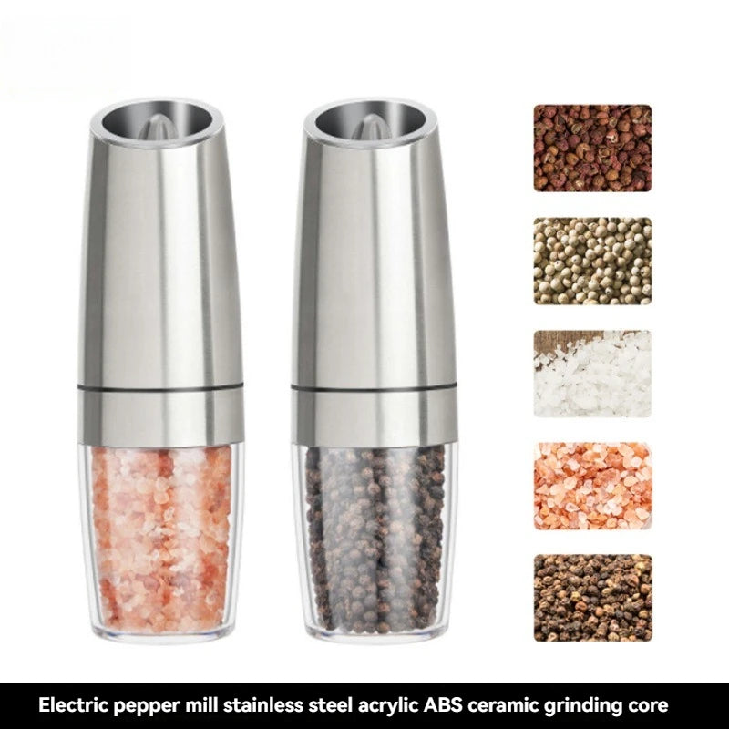 electric pepper mill stainless steel automatic gravity induction salt and pepper grinder adjustable coarseness grinder tools — Oh That's Clever Shop