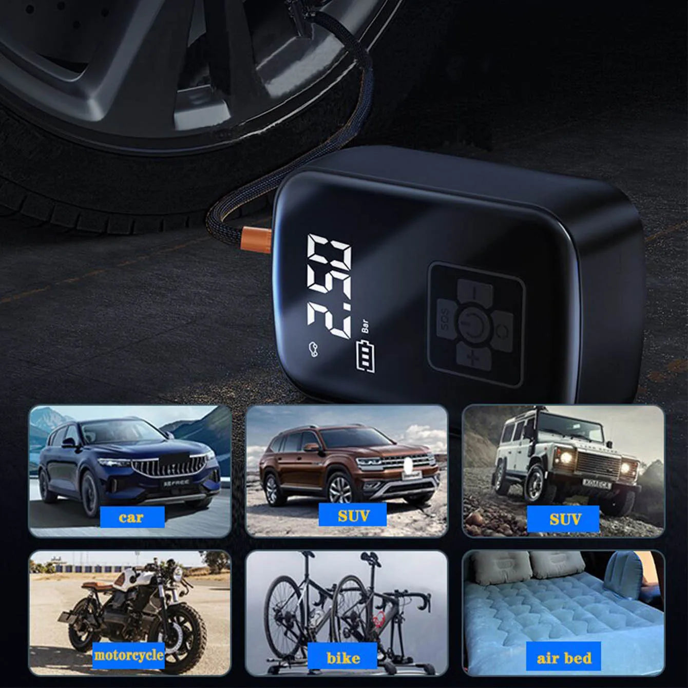Portable 12V Tire Inflator & Mini Air Compressor