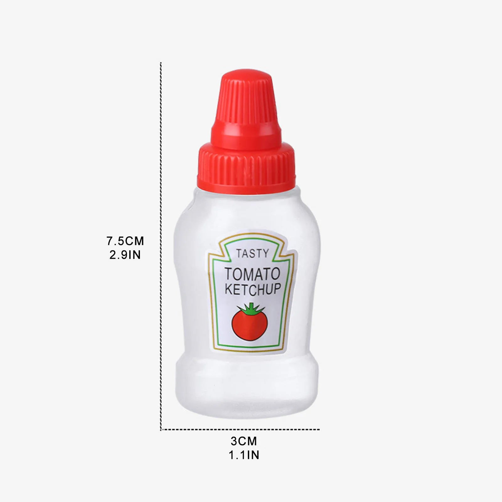 Set of mini refillable condiment bottles for travel, camping, and lunchboxes