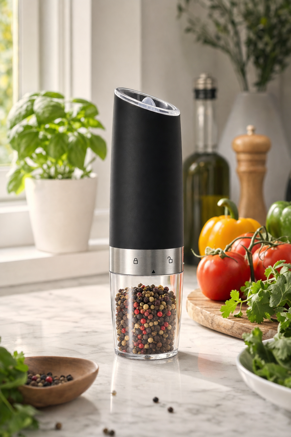 electric pepper mill stainless steel automatic gravity induction salt and pepper grinder adjustable coarseness grinder tools — Oh That's Clever Shop